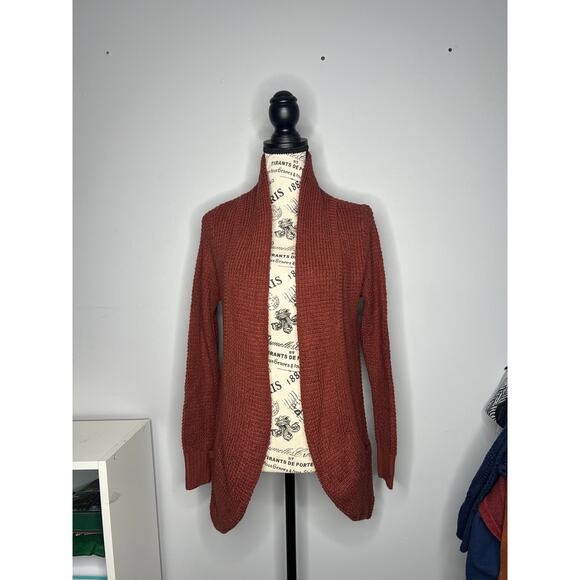 Market & Spruce (XS) Tabatha Waffle Knit Cotton Blend Cocoon Cardigan Rust - Picture 16 of 16